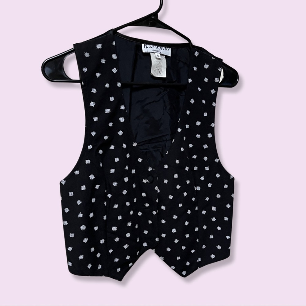 Vintage RJ Stevens Black Polka Dot Vest
